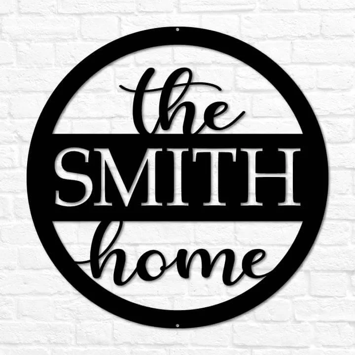 BlanketCute-Personalized Circle Home Monogram Metal Signs with Your Name