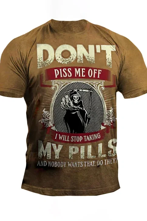 BrosWear Men'S Vintage DON'T PISS ME OFF Short-Sleeved T-Shirt