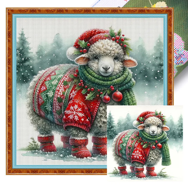 『HuaCan』Sheep  - 18CT Stamped Cross Stitch(30*30cm)