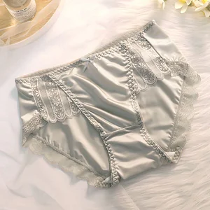 Light luxury high-end lace sexy seamless breathable ice silk thin briefs