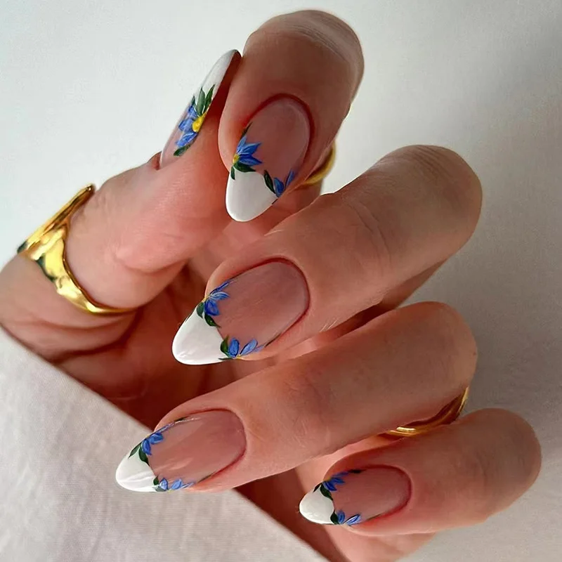 Churchf Churchf Wear Fake Nail Removable Nail Piece Simple Iris Nail Patch 24 Pieces