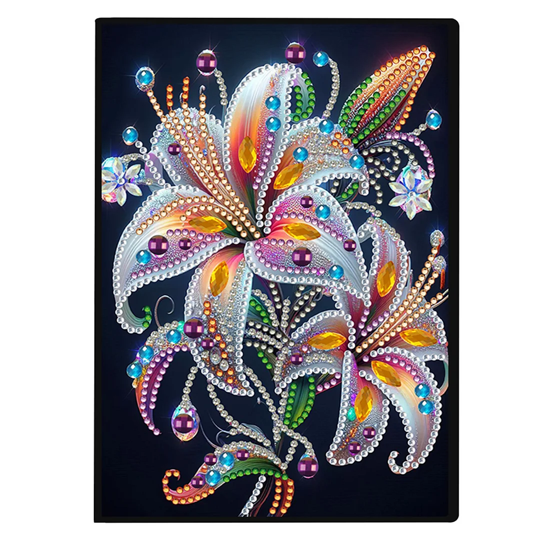 DIY Flower Diamond Painting Journals Notebooks 50 Pages A5 No Lines Special Shaped Diamond Art Kits for Beginners Craft Lovers and Artists (Lily)