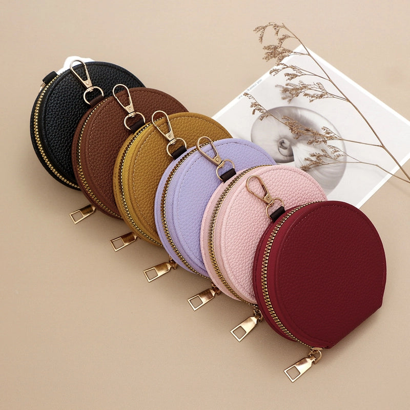 Women’s Solid Color Pu Leather Side Zipper Coin Purses