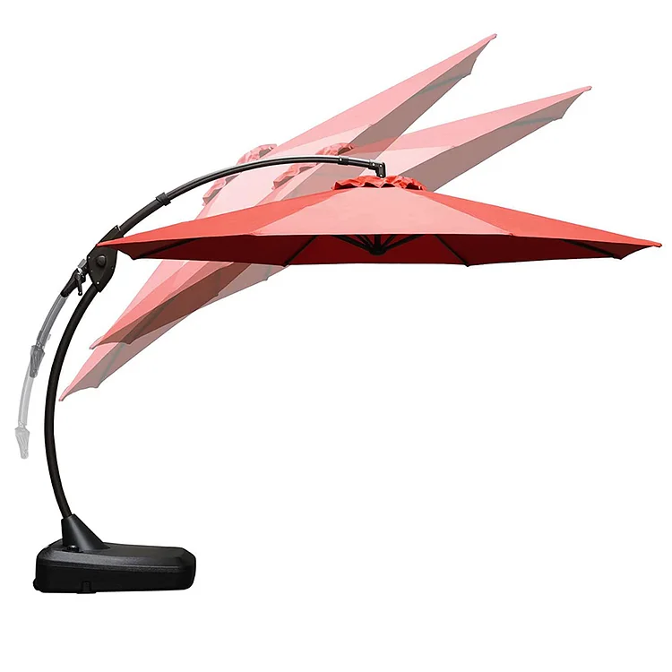 12 FT Deluxe NAPOLI SUNBRELLA Cantilever Umbrella Curvy Aluminum Offset Umbrella with Base