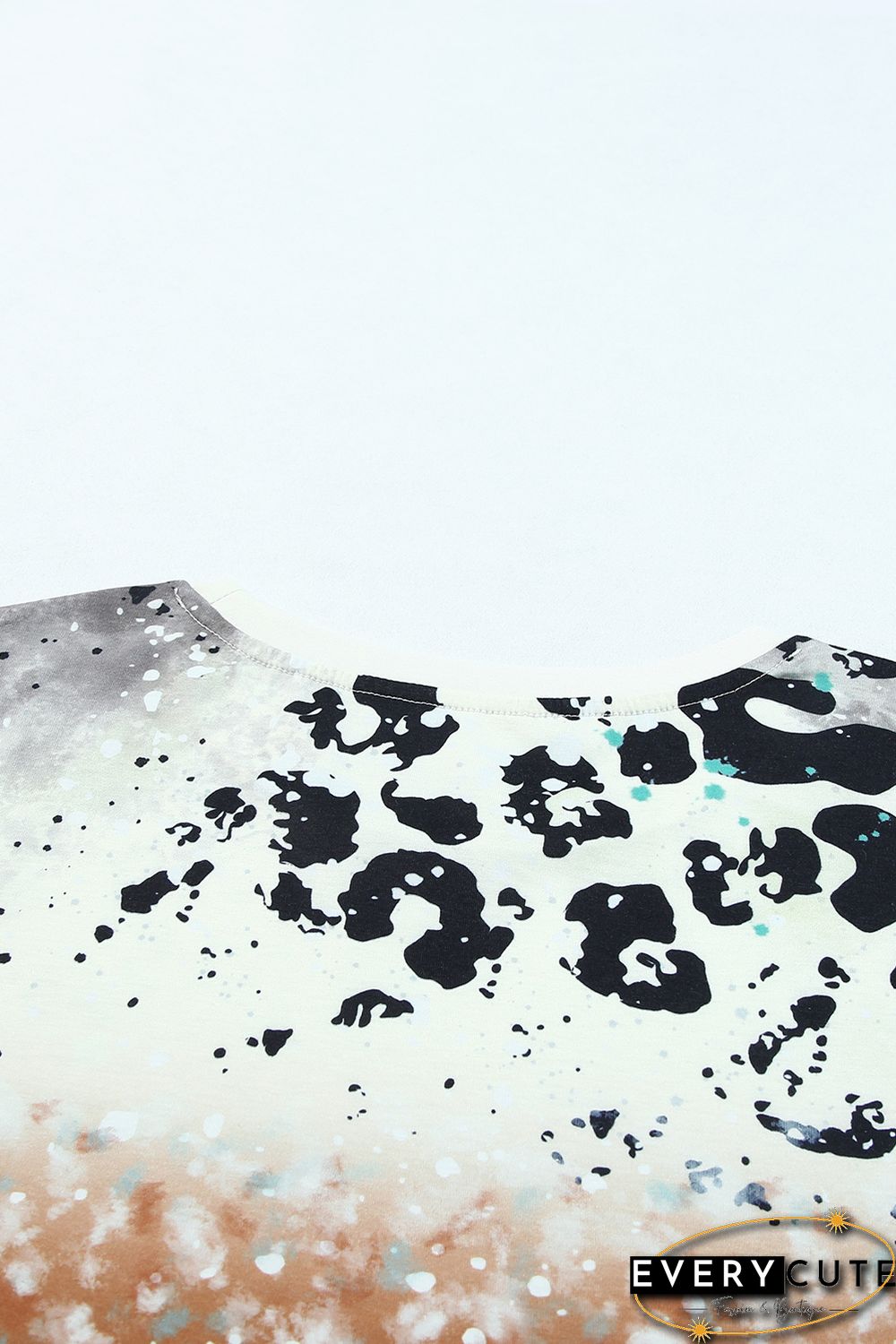 Sky Blue Leopard Tie-dye Bleached T-shirt