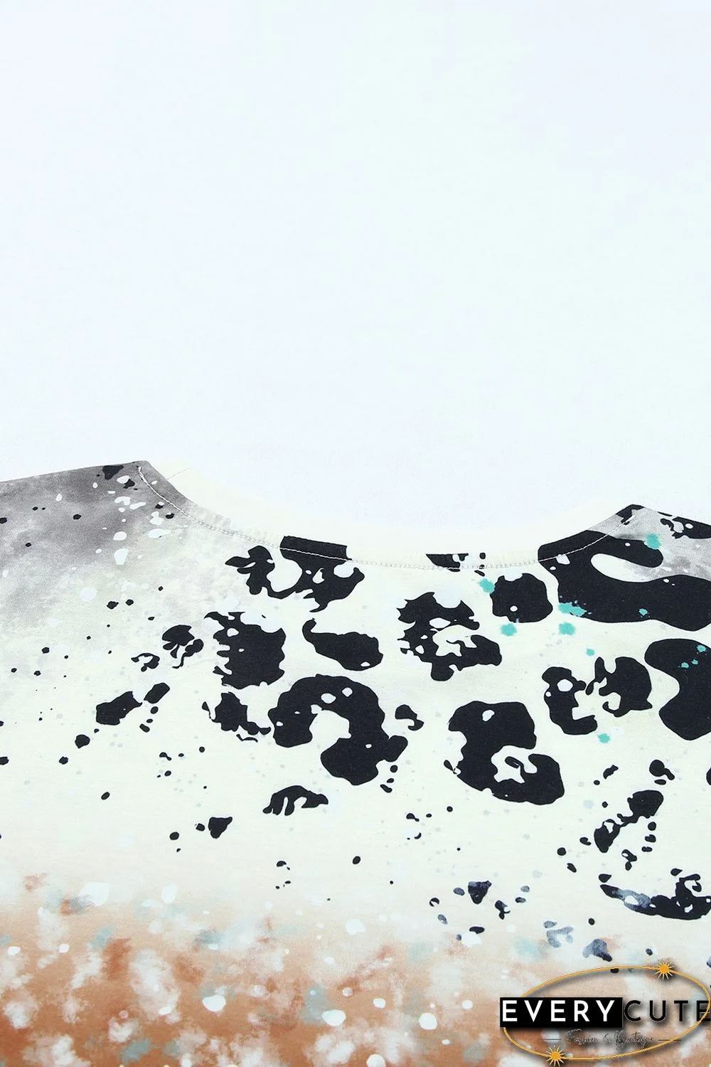 Sky Blue Leopard Tie-dye Bleached T-shirt