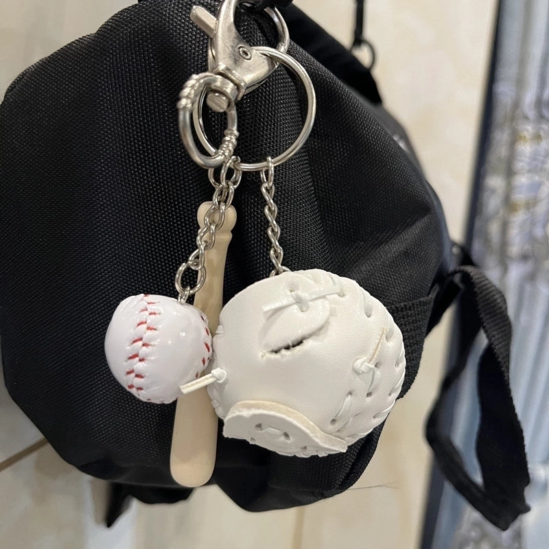 Fashion Baseball Pu Leather Unisex Bag Pendant Keychain