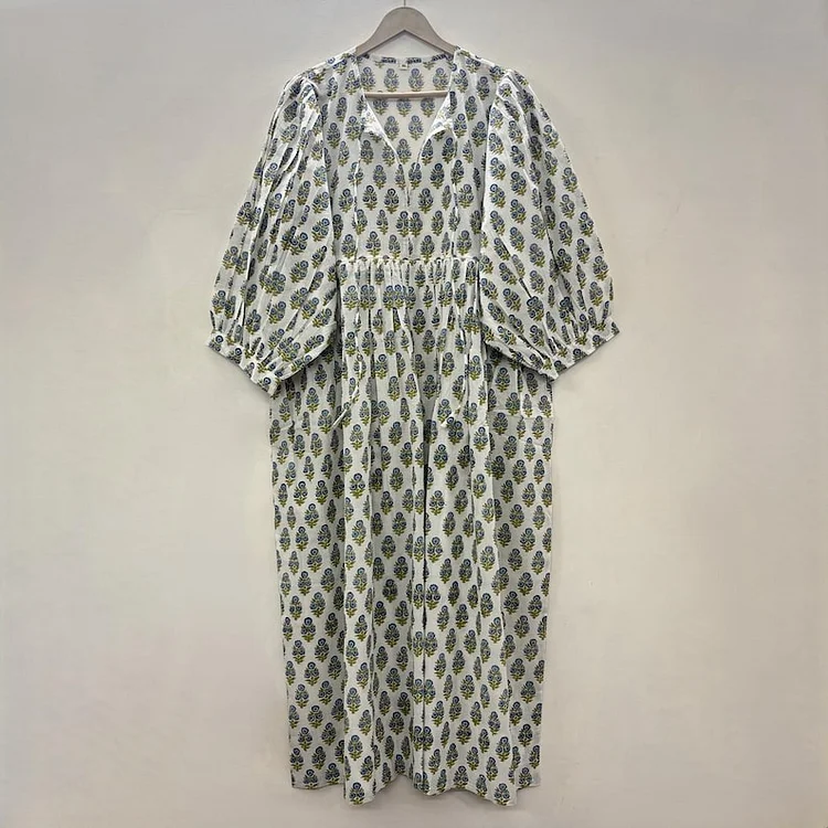 Pink Floral Block Print Woman Midi & Mini Dress for Women &ndash; Summer Tunic