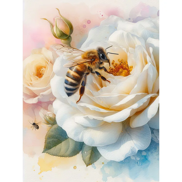 Bee Flower 30*40CM (Canvas) Full Round Drill Diamond Painting gbfke