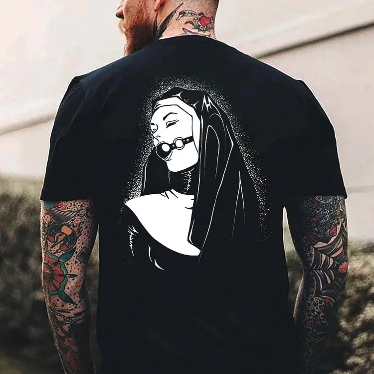 Nun Choking Toy Seduction Printed Men's T-shirt