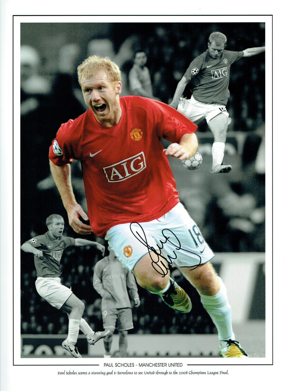 Paul SCHOLES Signed Autograph 16x12 NEW Montage Photo Poster painting AFTAL COA Man United