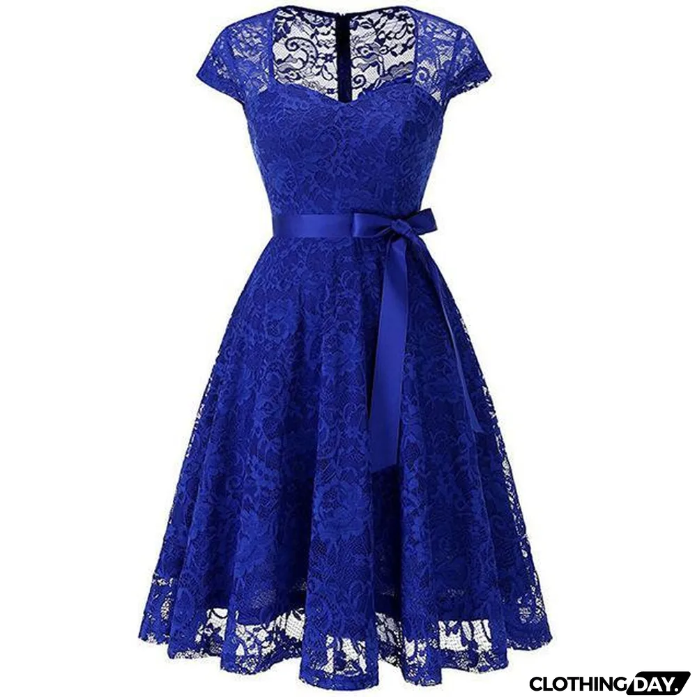 Lace Dress Women Dresses Short Sleeve Casual Evening Party A Line Plus Size Dress