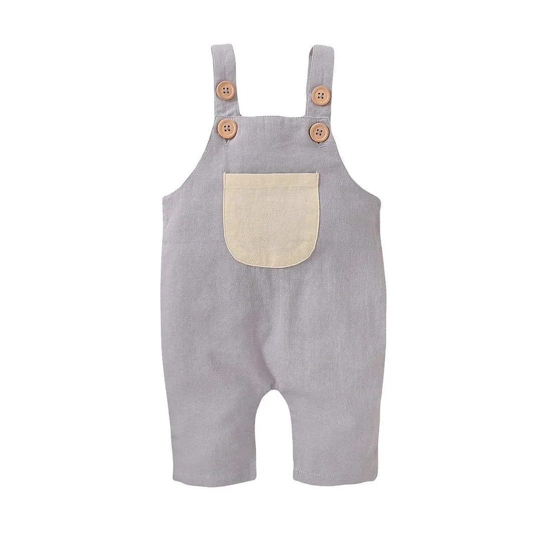 2020 Baby Summer Clothing Newborn Infant Baby Boys Girls Clothes Strap Romper Sleeveless Jumpsuit Solid Overalls Pocket Outfits