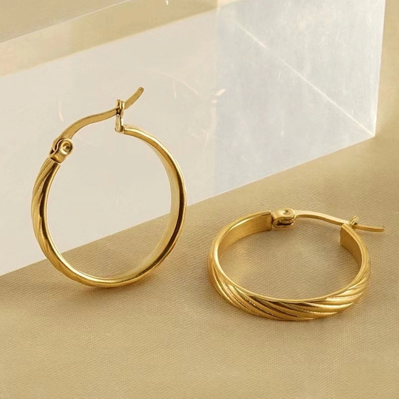 1 Pair Elegant Minimalist Solid Color 304 Stainless Steel 18K Gold Plated Stainless Steel Earrings