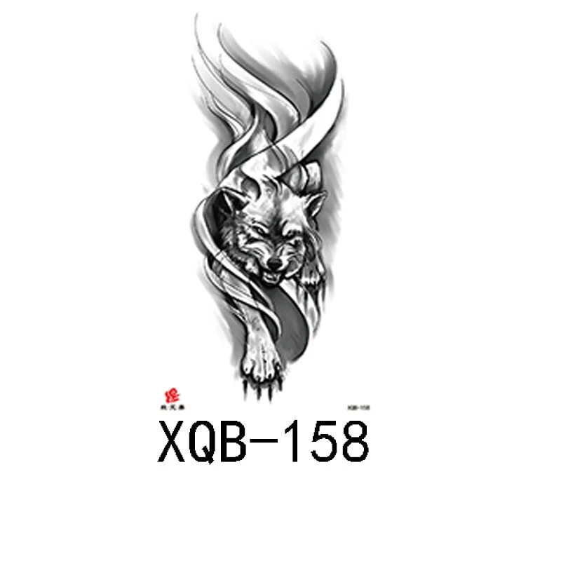 Small Full Arm Waterproof Tattoo Sticker Half Arm Arm Fierce Wolf Head Animal Arm Lasting European and American Tattoo Sticker