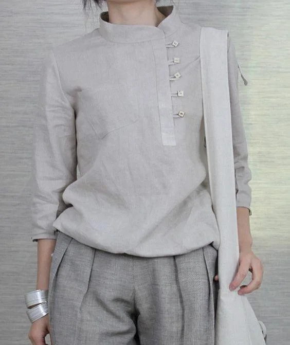 Casual cotton and linen top