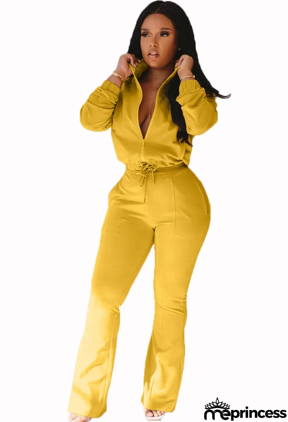 Autumn Solid Plain Long Sleeve Zipper Tracksuit