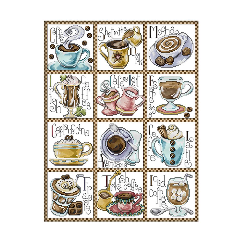 

December Coffee - 14CT Stamped Cross Stitch - 38*38cm, 501 Original