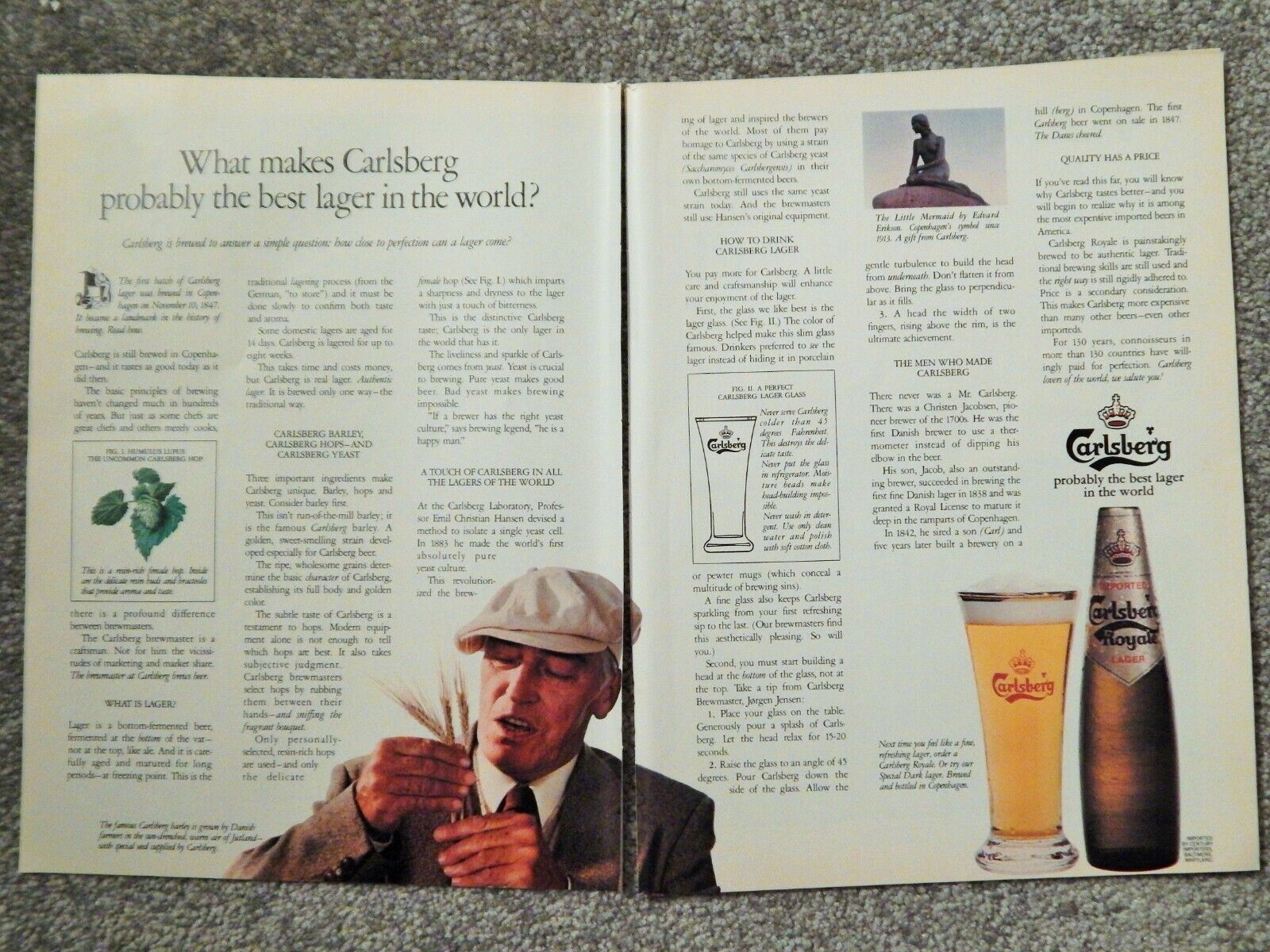 CARLSBERG LAGER / AR ACOUSTIC RESEARCH SPEAKERS ORIG. VTG 1979 Photo Poster painting AD,