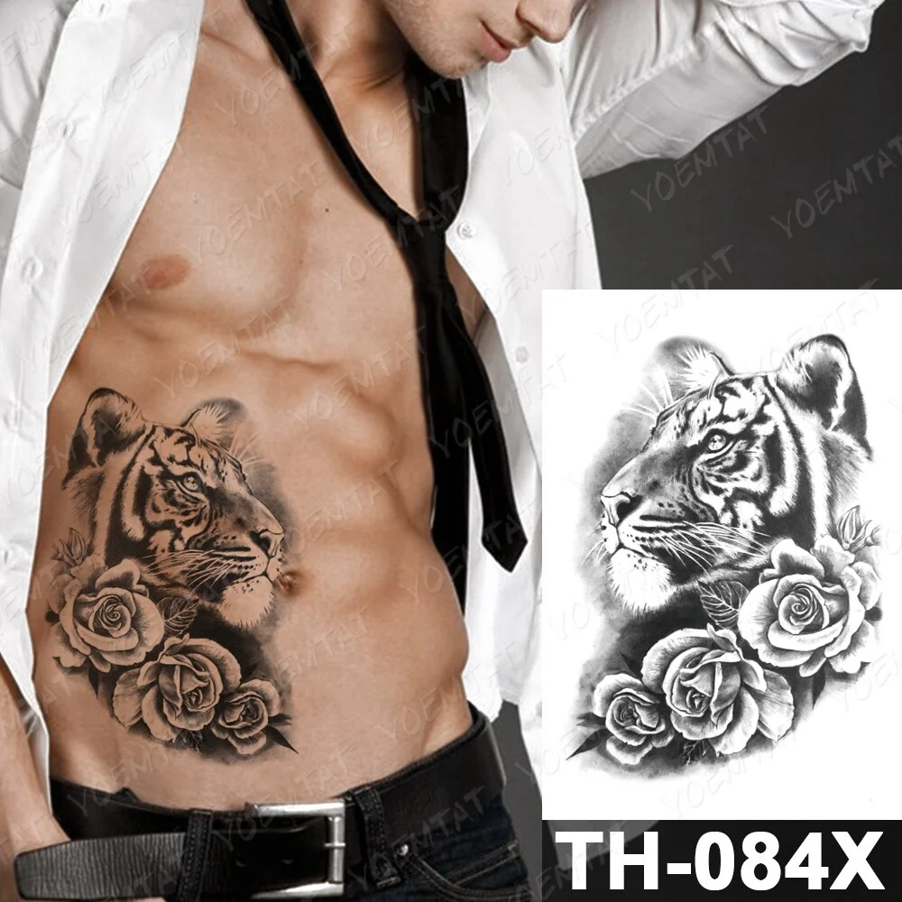 Sdrawing Temporary Tattoo Sticker Old School Lion Wolf Flash Tatto Triangle Geometry Body Art Arm Fake Tatoo Men Women