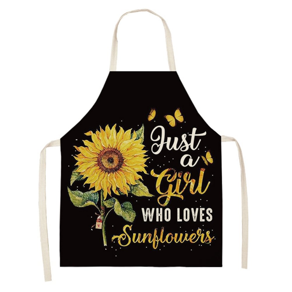 Linen Print Apron - Sunflower - 68x55cm