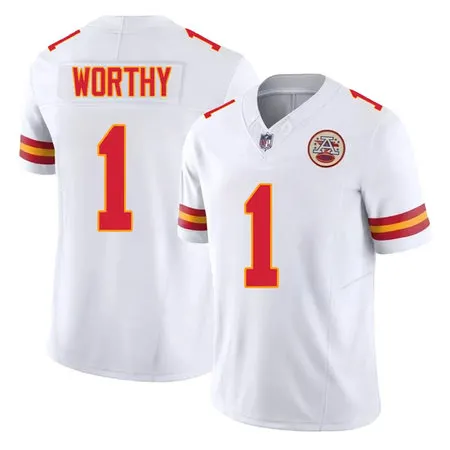 Men's Kansas City Chiefs #1 Xavier Worthy White Vapor F.U.S.E Limited Jersey