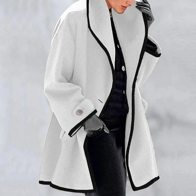 Hooded Color Block Woolen Coat (Buy 2 Vip Shipping) - Sale 49% OFF