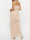 Spaghetti-Neck Empire Split-Joint See-Through A-Line Maxi Dress