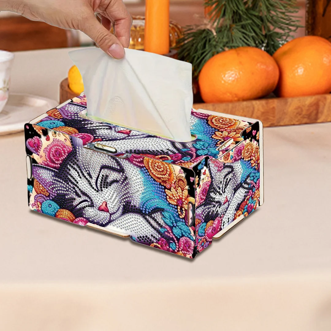 Wooden Diamond Painting Tissue Box for Home and Office Decoration(CZH010)