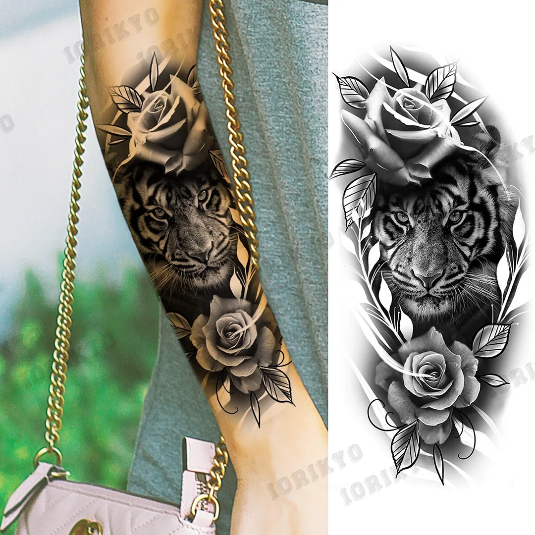 Sdrawing Devil Skeleton Temporary Tattoos For Men Adult Women Wolf Compass Gangster Fake Tattoo Washable Body Art Tatoo Sticker