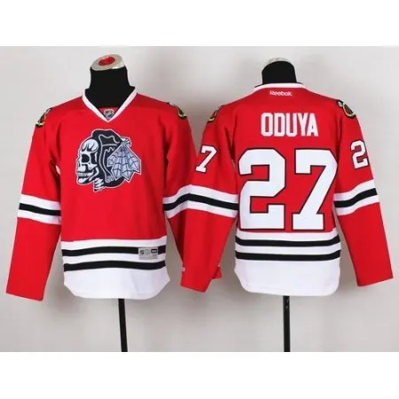 Blackhawks #27 Johnny Oduya Red(White Skull) Stitched Youth NHL Jersey