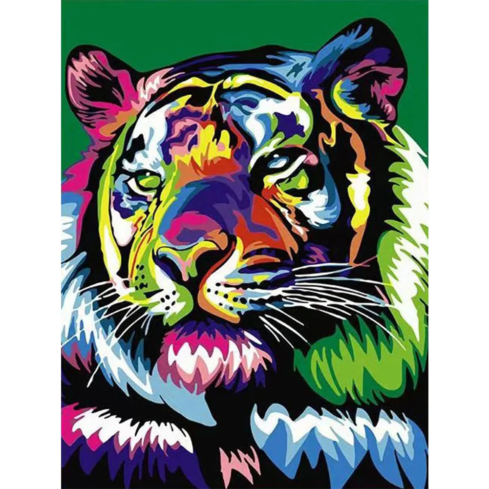 9CT Full Stamped Cross Stitch Bead Embroidery- Tiger(Canvas|39*54CM)
