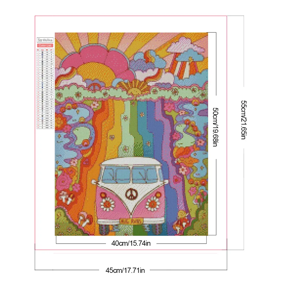 Partial AB Diamond Painting - Full Round Drill - Rainbow World(Canvas|45*55cm)