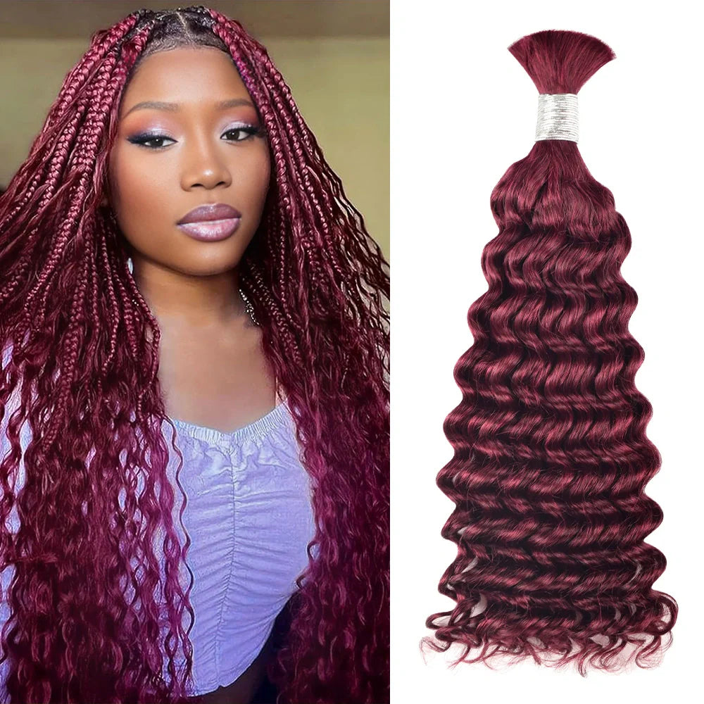 #99J Burgundy Bohemian Human Hair For Braiding BORUIHAIR