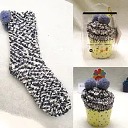 4 Pairs Fuzzy Cupcake Socks - Winter Warm Fluffy Socks For Women & Girls