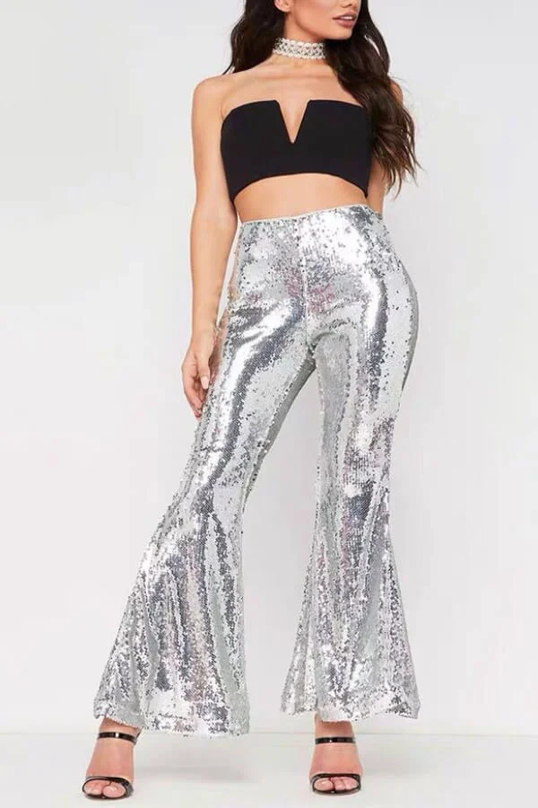Fashion Sexy Sequin Flare Pants