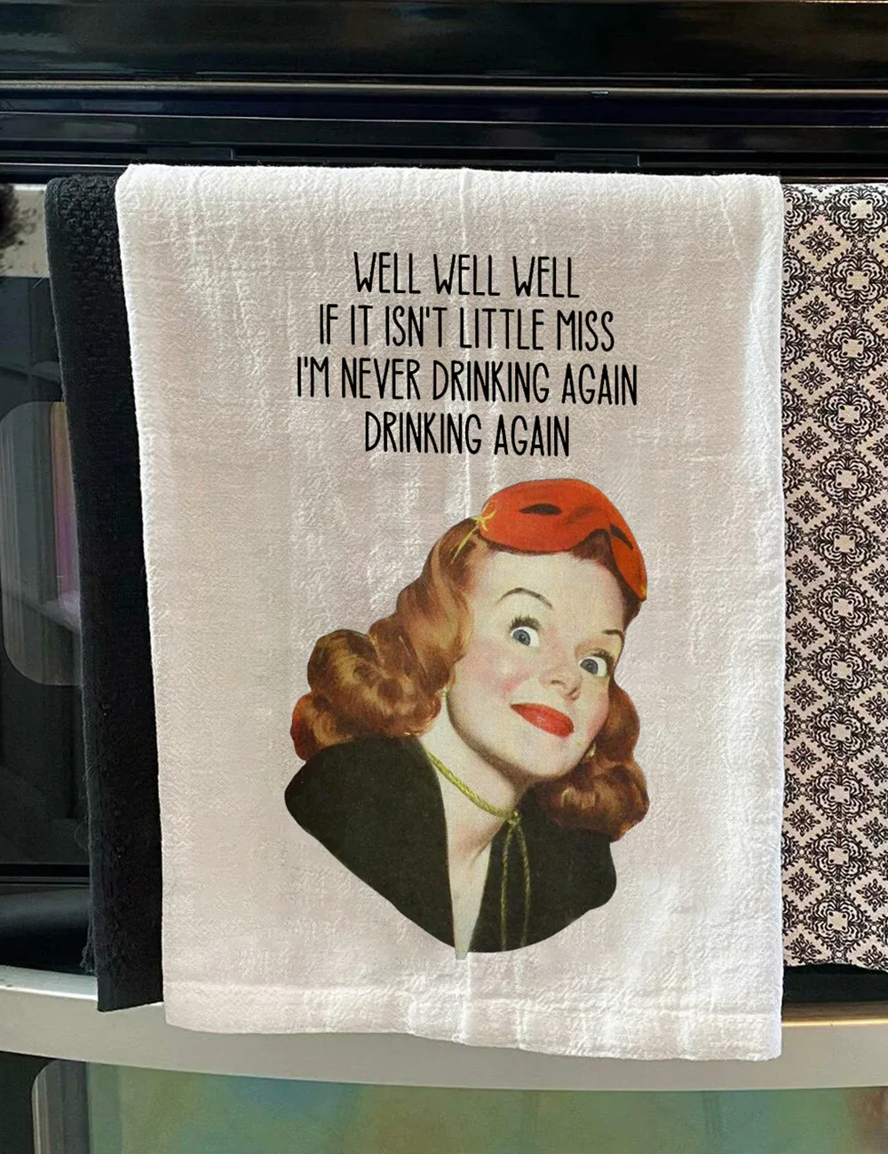 I'm Never Drinking Again Tea Towel