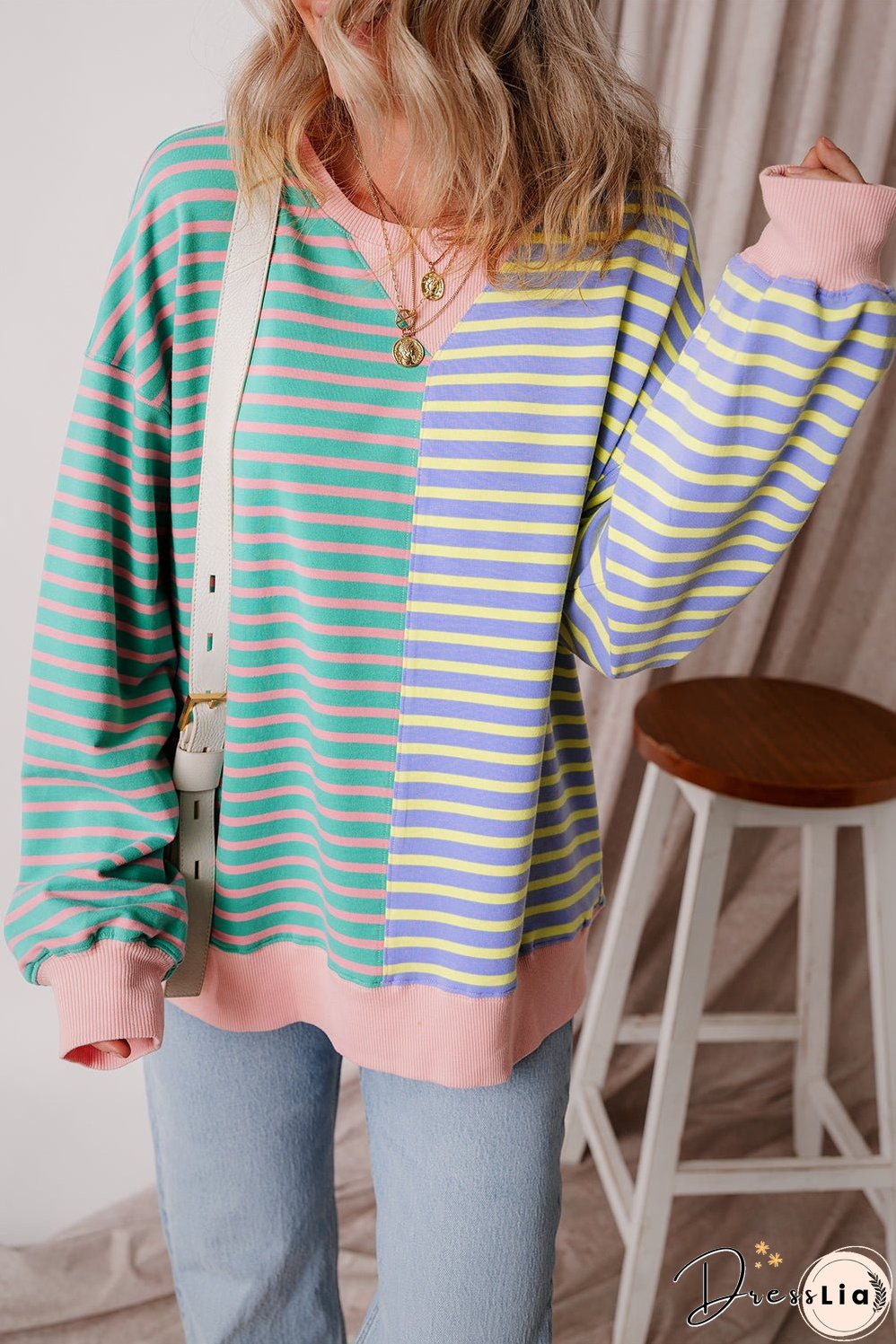 Casual Stripe Oversize Sweatshirt