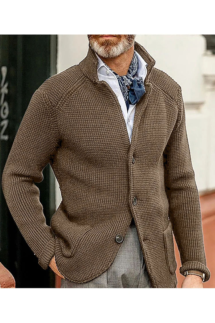 Casual Stand-Up Collar Knit Jacket