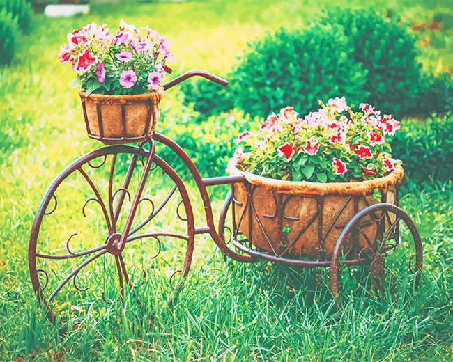 

Vintage Bike Equipped Basket Flowers – Paint By Numbers - 40*50CM, 501 Original