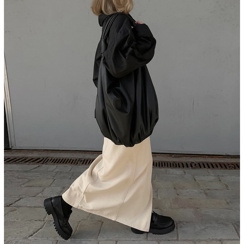 Ootddress High Waist Fashion Split Maxi Skirt For Women Patchwork Pocket Casual High Street Long Skirt Female Zipper Slim Maxi Skirt