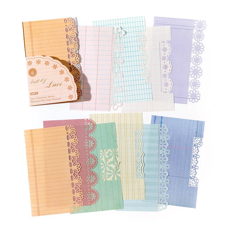 Mocard Notepad Lace Symphony Series Base Hollow Lace Journal Decorative Source Material 20 Pieces