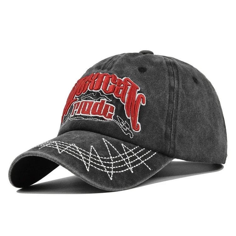 Vintage Patch Three-Dimensional Embroidery Baseball Cap 3D Embroidered Peaked Cap Washed Distressed Cap Sun Hat