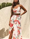 Floral Printed Split-Side Two-Piece Suits
