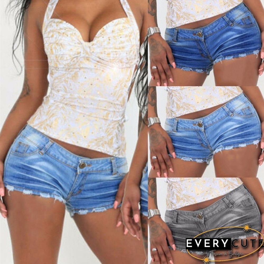 New Women's High Waisted Denim Shorts with Holes and Slim Casual Shorts
