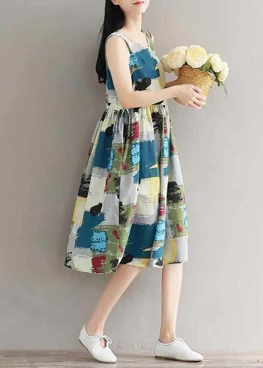 Beautiful floral cotton quilting clothes sleeveless daily summer Dresses