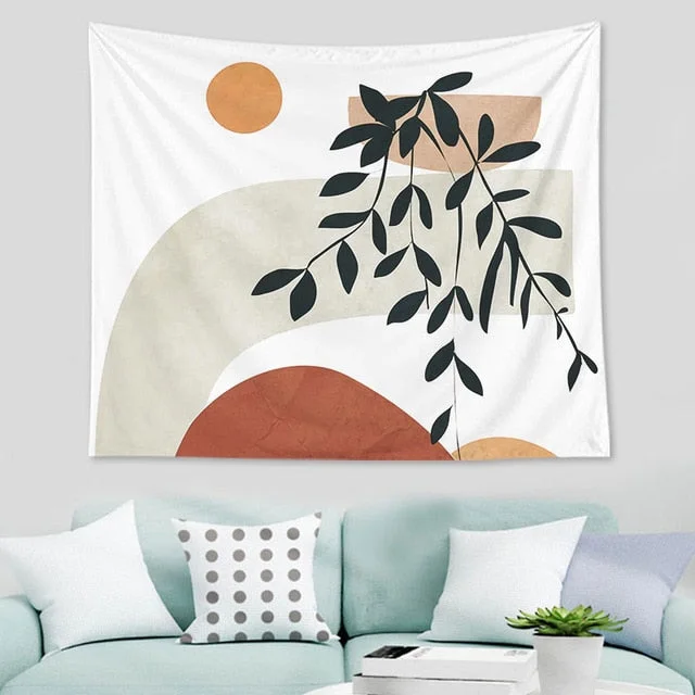 Abstract nordic Geometric Tapestry Tropic Modern Art Brown Wall Hanging ins Tapestry Decorative Tapestry For Home Decoration