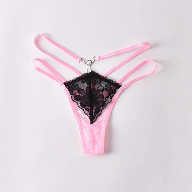 Sexy Lace Thong No Rot Temptation Sexy Lace Women's Panties Low Waist C Open Low Waist Ultra-thin Panties Cross Belt T Pants