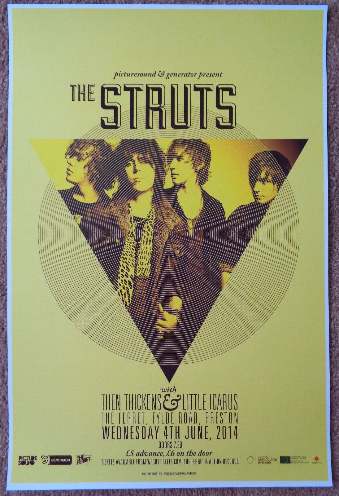 THE STRUTS 2014 Gig POSTER Preston UK Concert