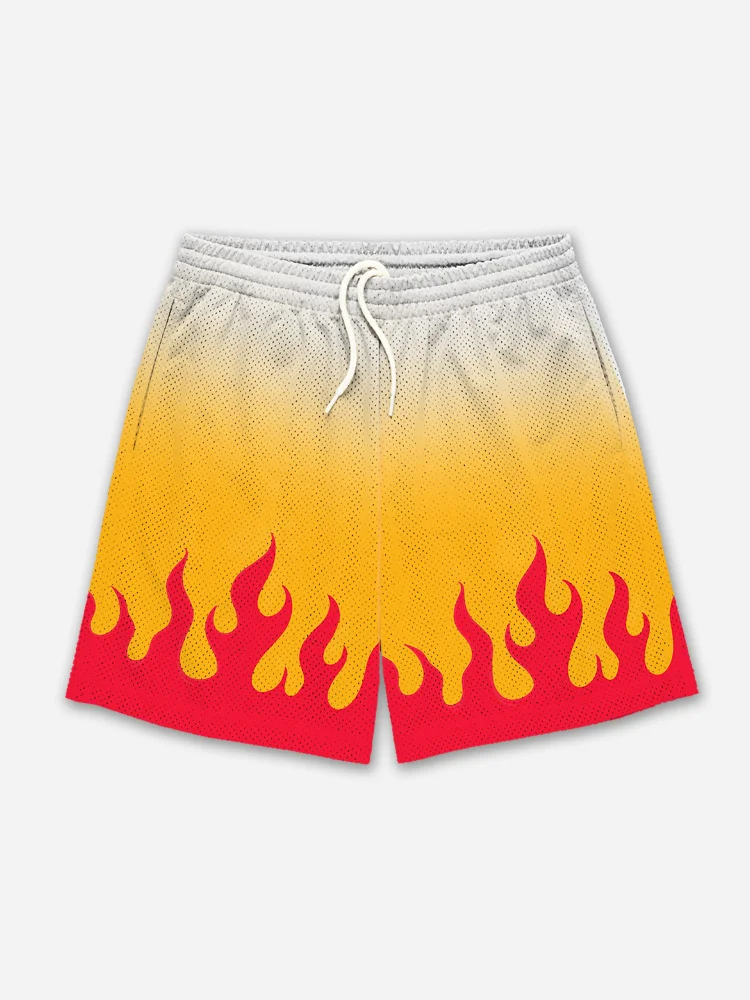 Flame Pillar Anime Mesh Shorts